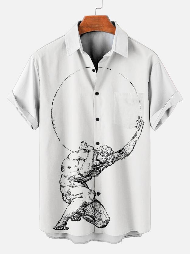 [Copy]Men's Vintage Witch Oil Painting Art Halloween Short Sleeve Shirt