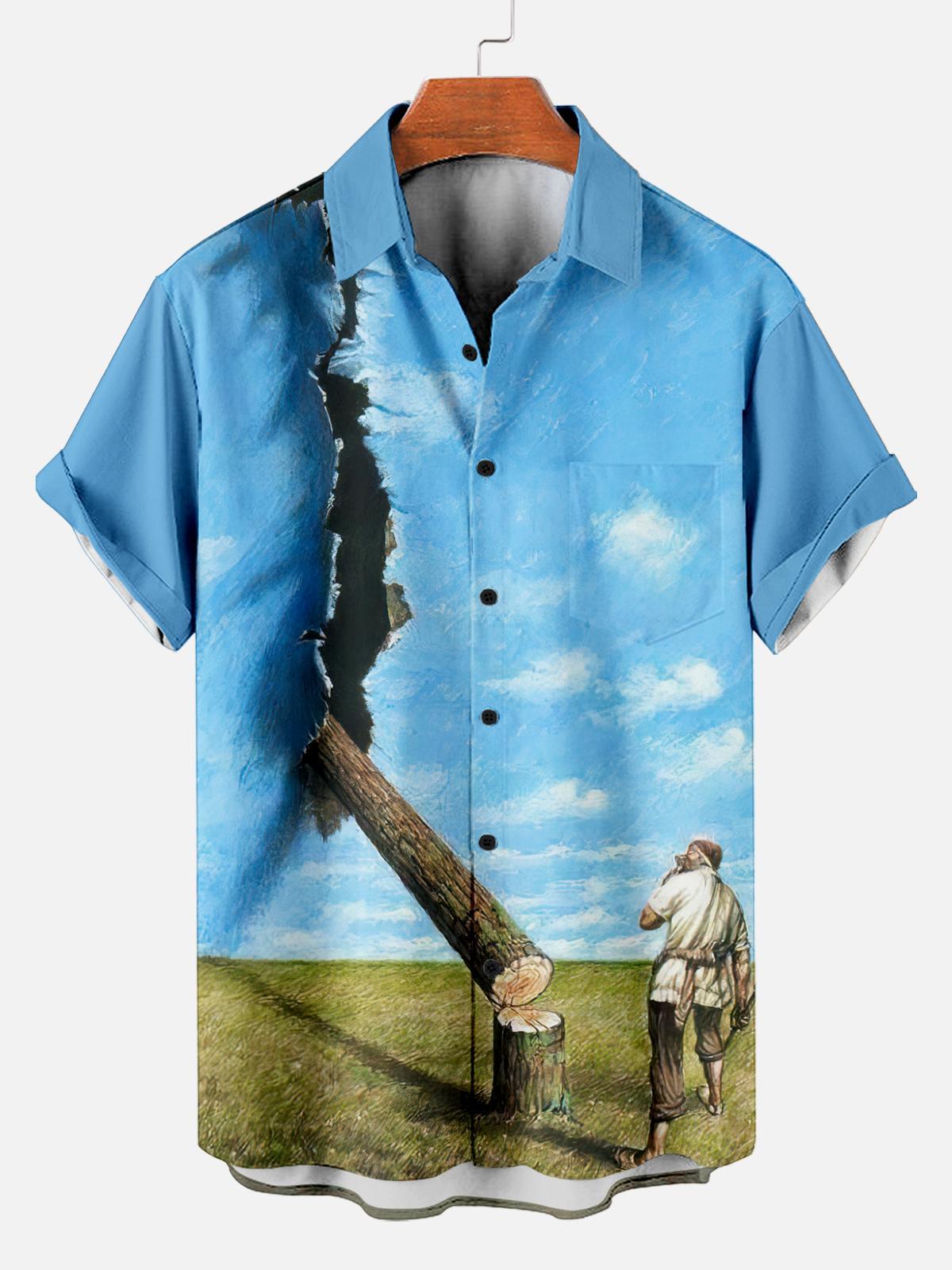 [Copy]Men's Vintage Witch Oil Painting Art Halloween Short Sleeve Shirt