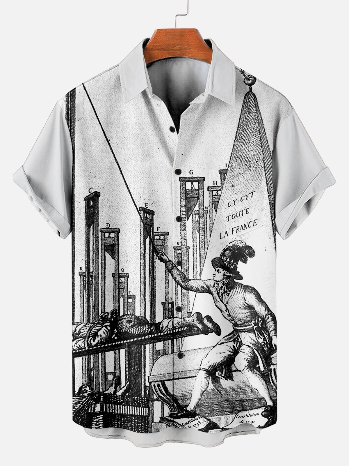 [Copy]Men's Vintage Witch Oil Painting Art Halloween Short Sleeve Shirt