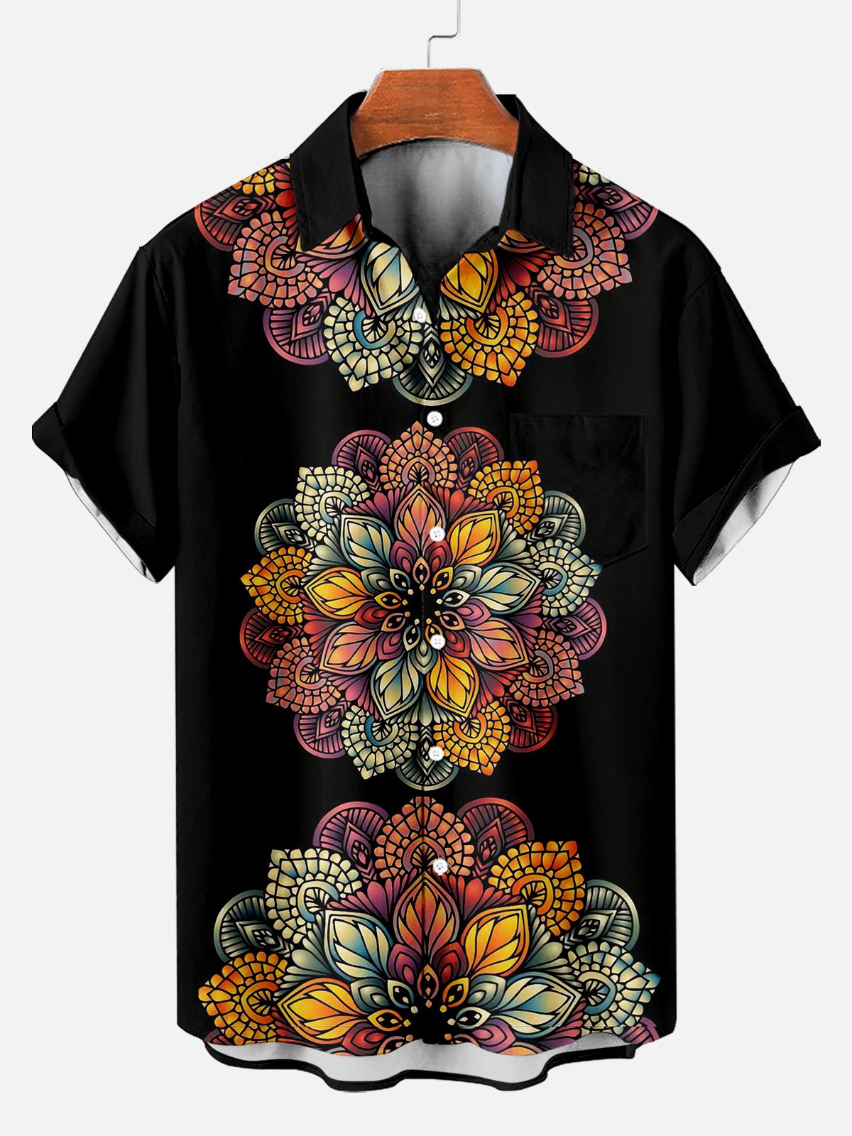 Mandala pattern short sleeve shirt