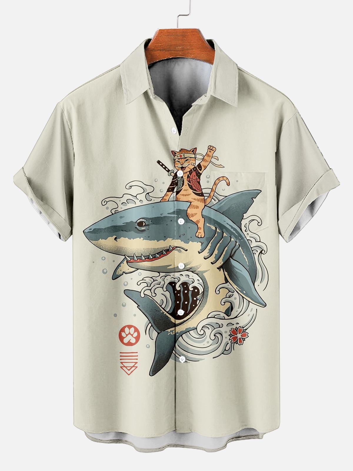 Japanese anime pattern short sleeved shirt