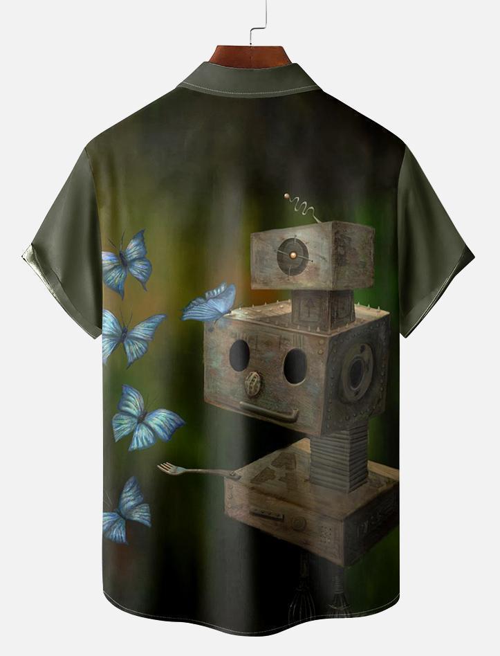 Retro Men's Horror Art Graphic Short Sleeve Shirt