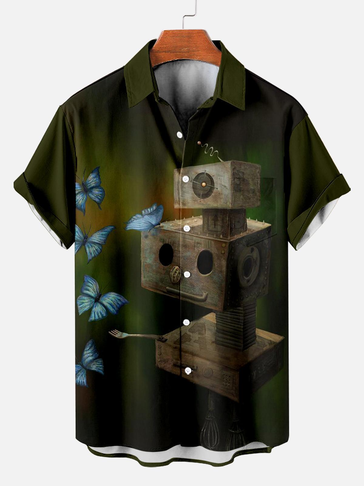 Retro Men's Horror Art Graphic Short Sleeve Shirt