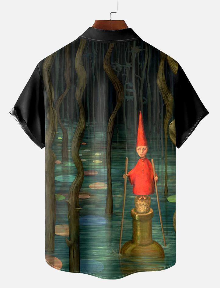 Retro Men's Horror Art Graphic Short Sleeve Shirt