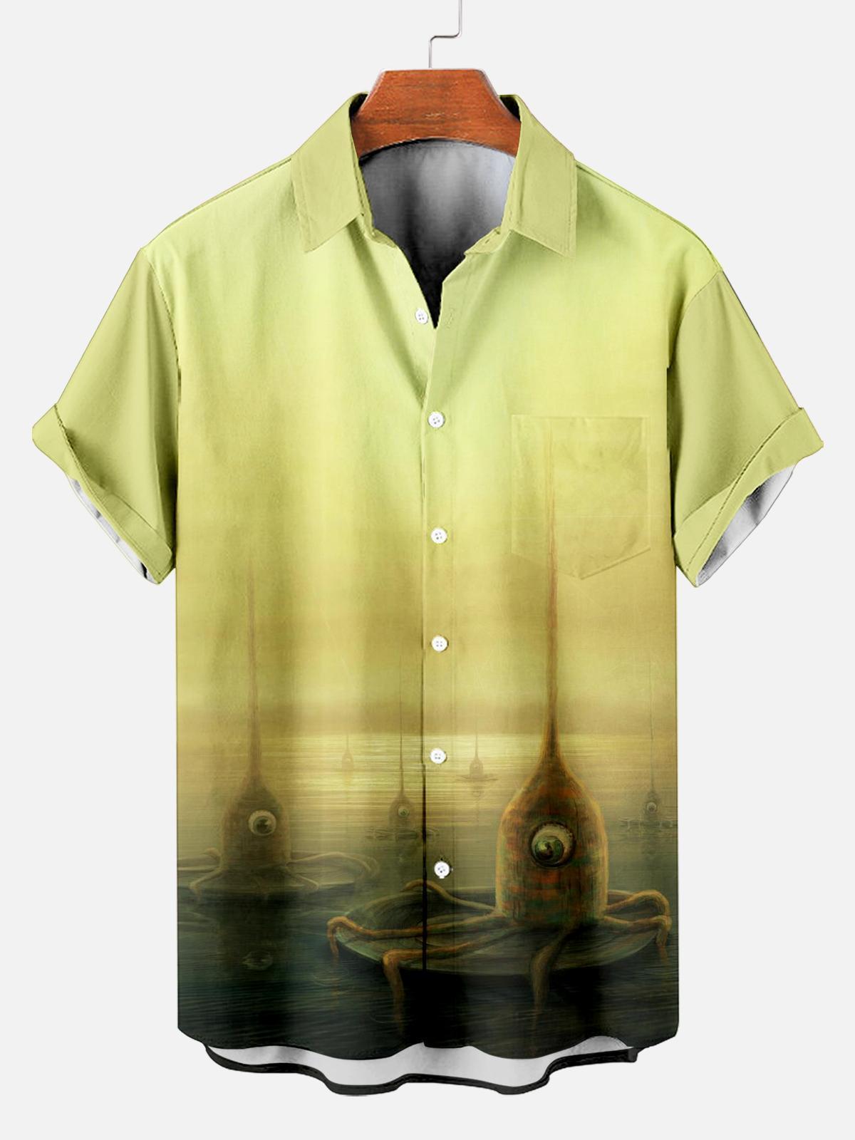 Retro Men's Horror Art Graphic Short Sleeve Shirt
