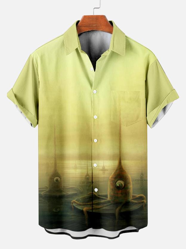 [Copy]Men's Vintage Witch Oil Painting Art Halloween Short Sleeve Shirt