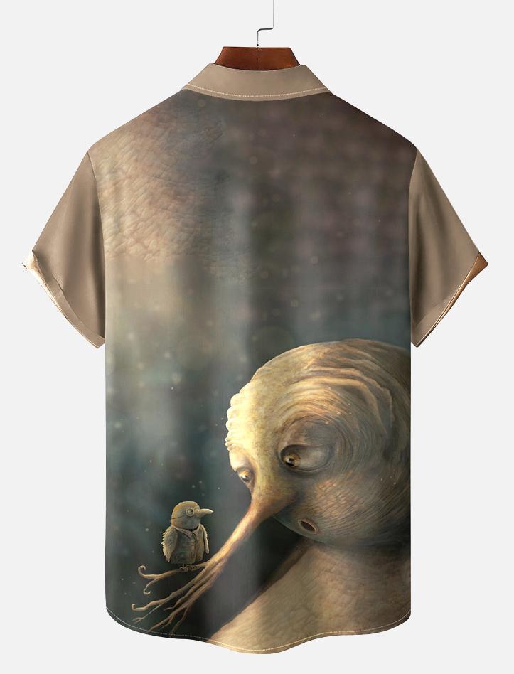Retro Men's Horror Art Graphic Short Sleeve Shirt