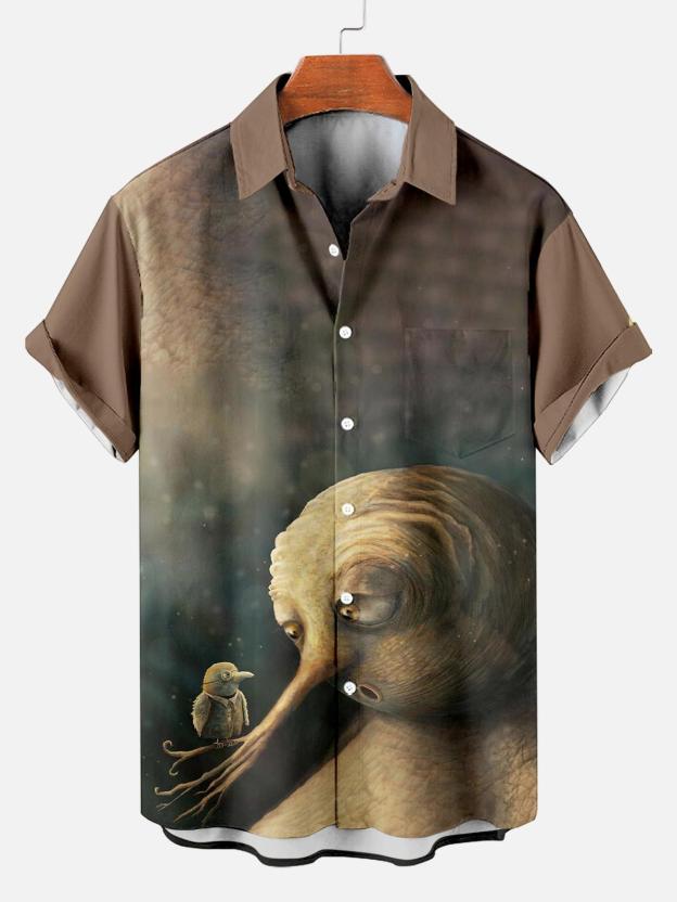 [Copy]Men's Vintage Witch Oil Painting Art Halloween Short Sleeve Shirt