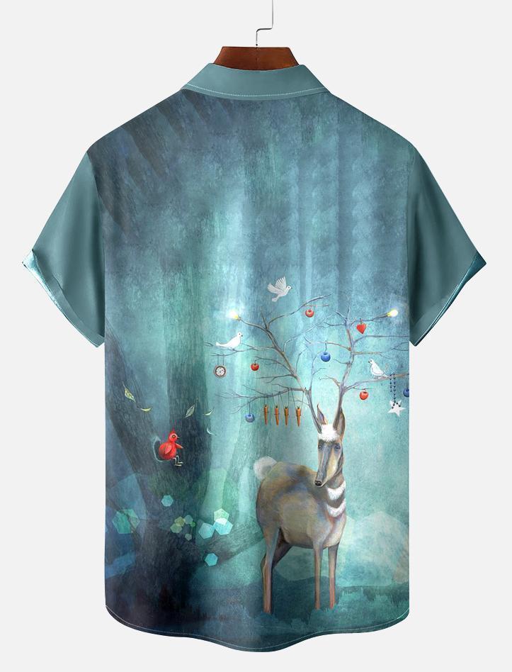 Retro Men's Horror Art Graphic Short Sleeve Shirt