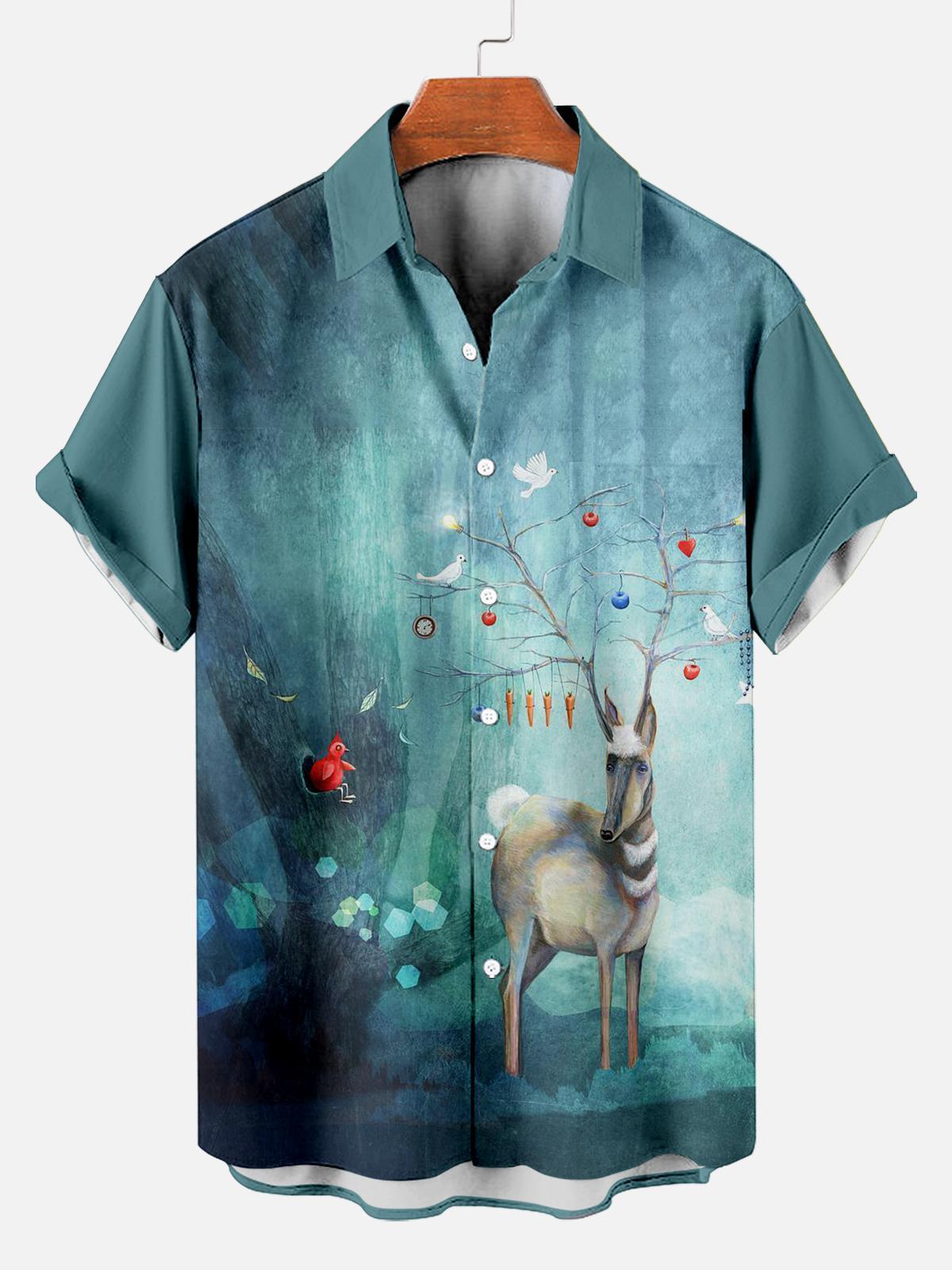 [Copy]Men's Vintage Witch Oil Painting Art Halloween Short Sleeve Shirt