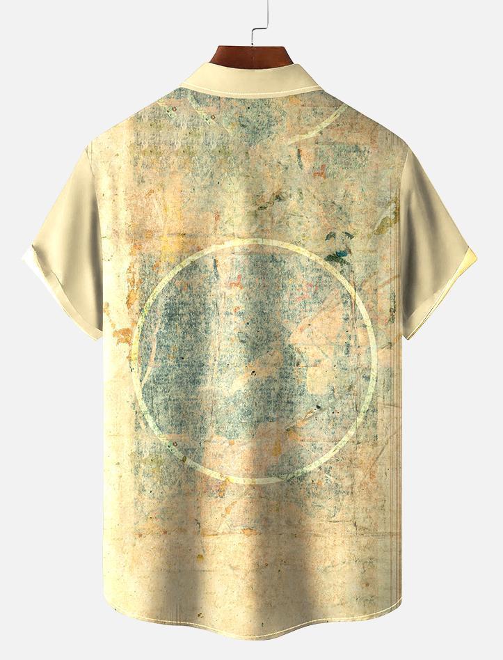Men's Retro Circle Art Print Short Sleeve Shirt