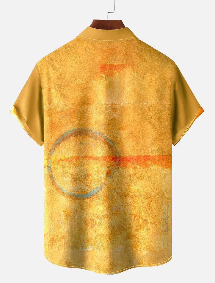 Men's Retro Circle Art Print Short Sleeve Shirt