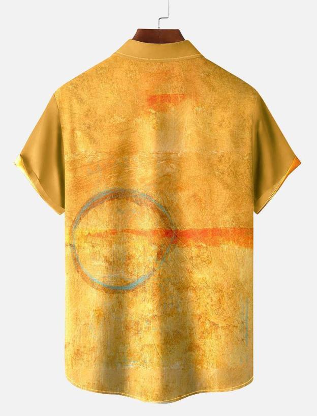Men's Retro Circle Art Print Short Sleeve Shirt