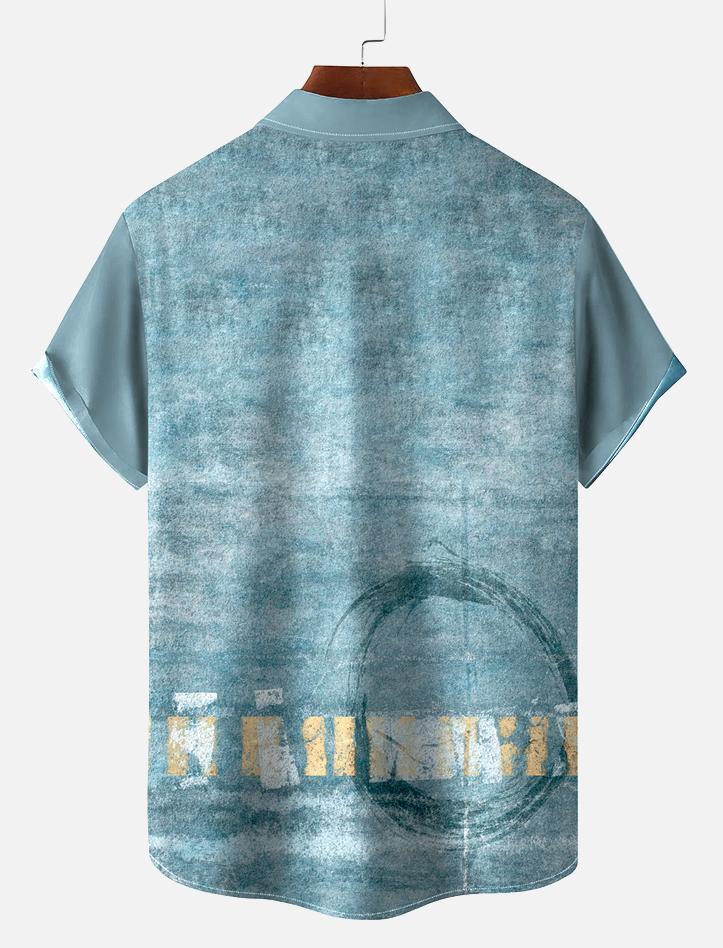 Men's Retro Circle Art Print Short Sleeve Shirt