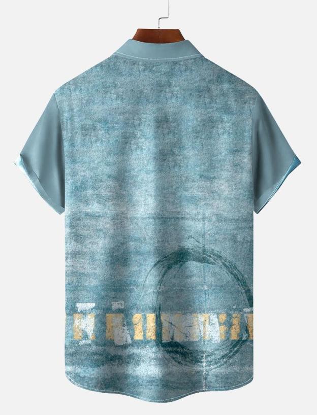 Men's Retro Circle Art Print Short Sleeve Shirt