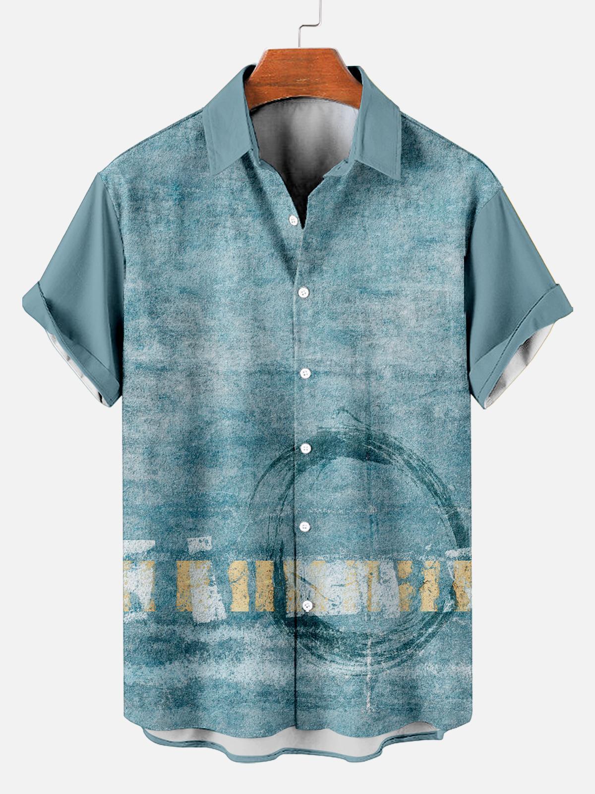 Men's Retro Circle Art Print Short Sleeve Shirt
