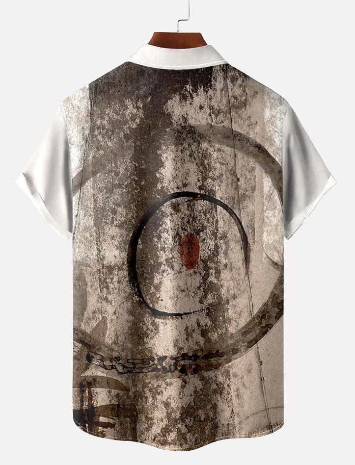 Men's Retro Circle Art Print Short Sleeve Shirt
