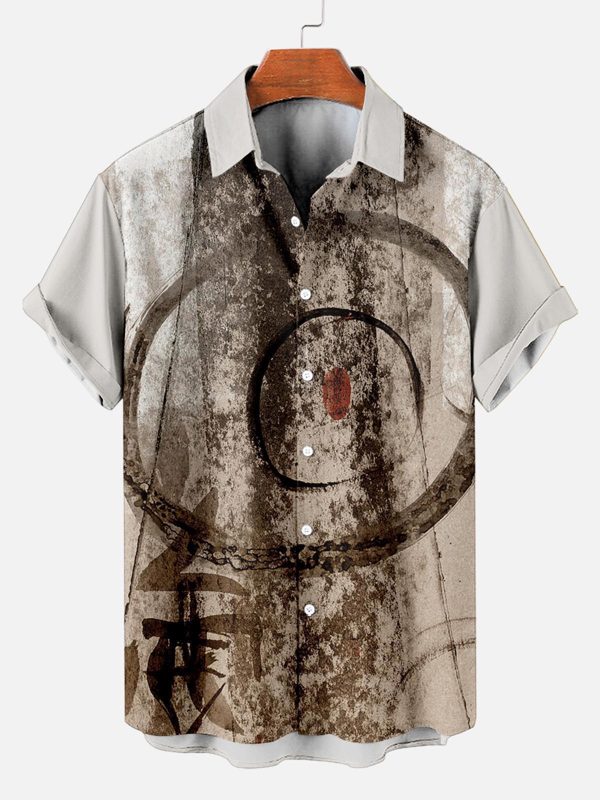 [Copy]Men's Vintage Witch Oil Painting Art Halloween Short Sleeve Shirt