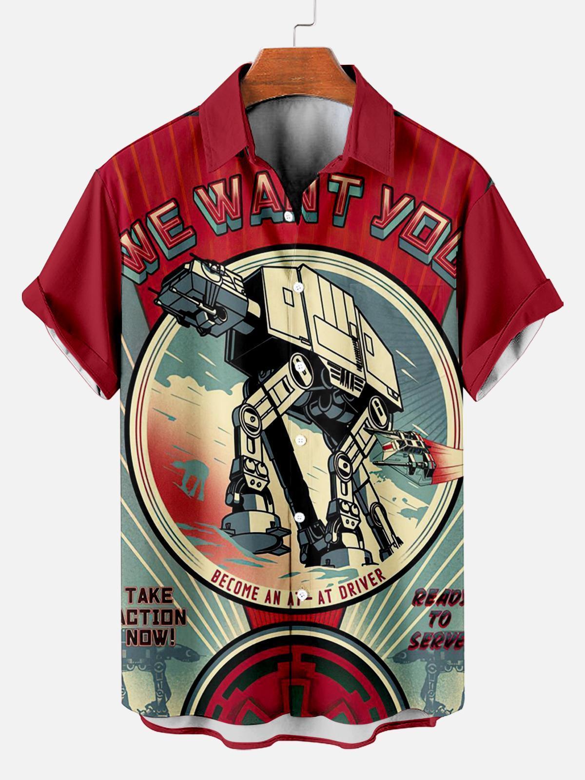 Men's Vintage Classic Movie Graphic Short Sleeve Shirt