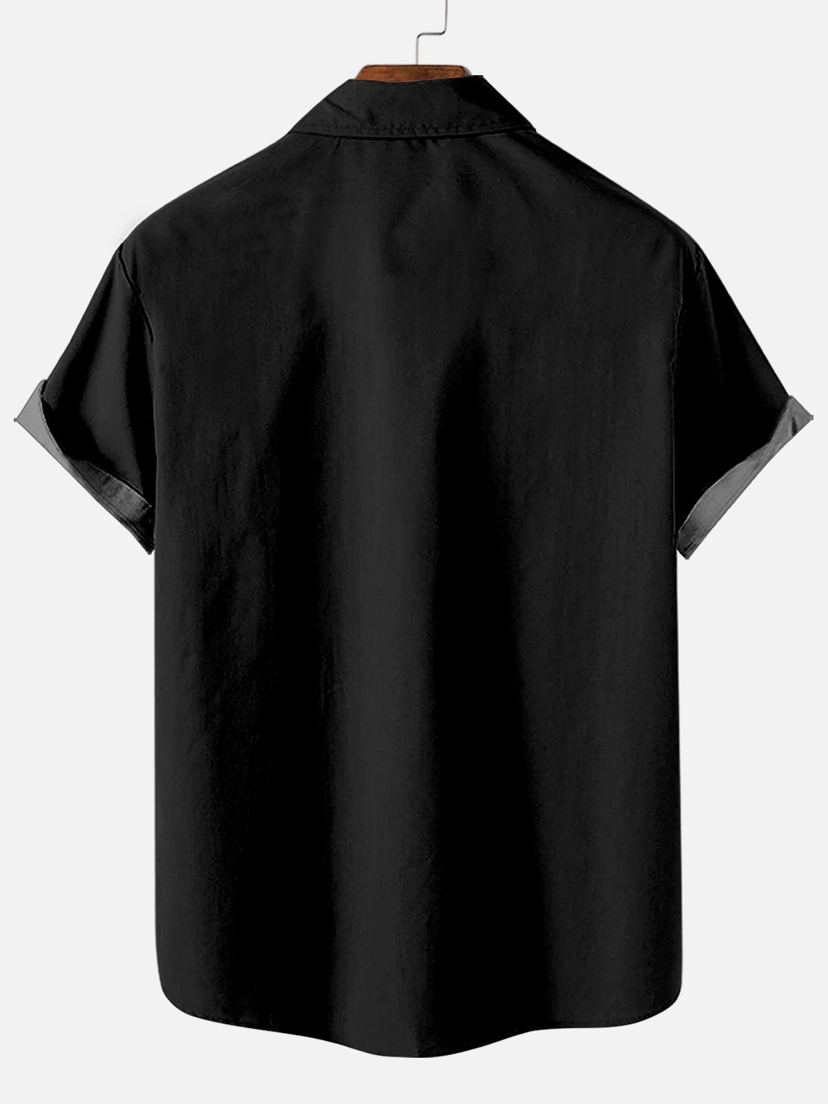 Men's Striped Halloween Pattern Short Sleeve Shirt