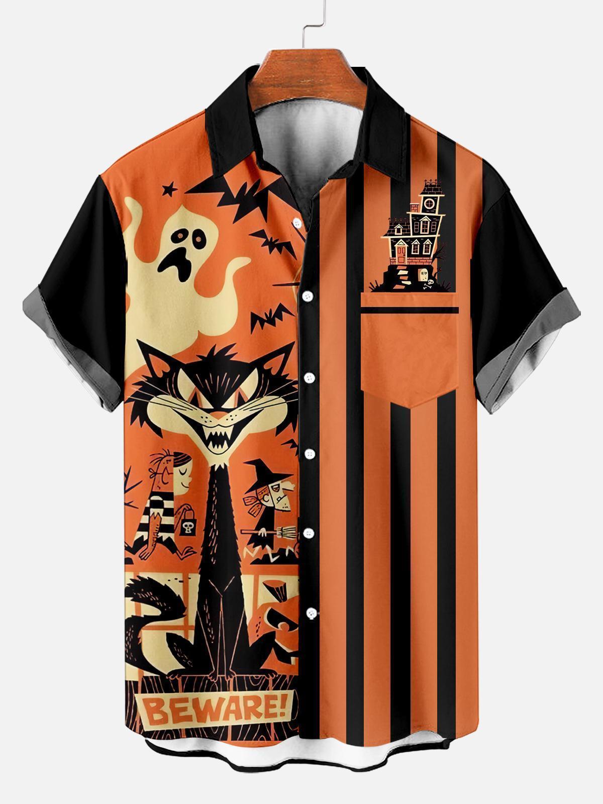 [Copy]Men's Vintage Witch Oil Painting Art Halloween Short Sleeve Shirt