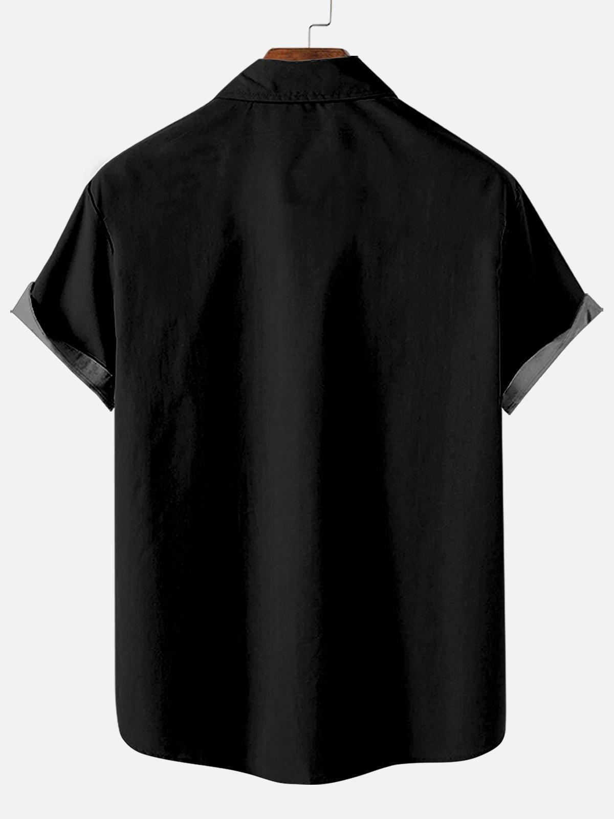 Men's Striped Halloween Pattern Short Sleeve Shirt