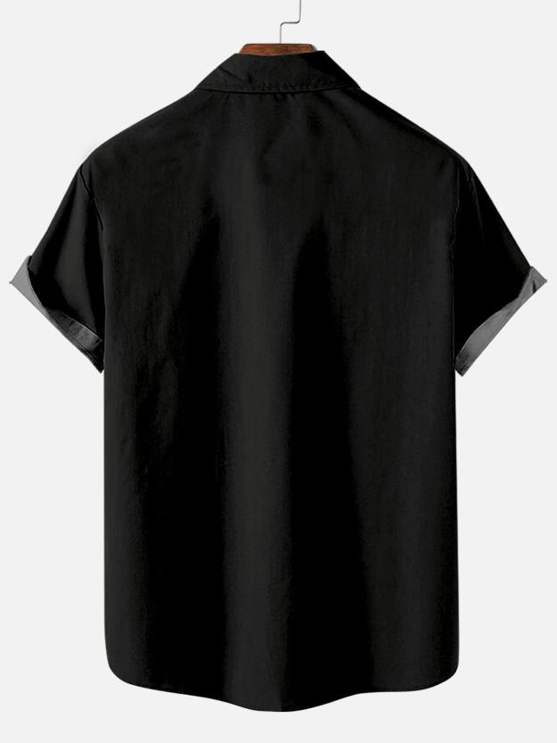 Men's Striped Halloween Pattern Short Sleeve Shirt