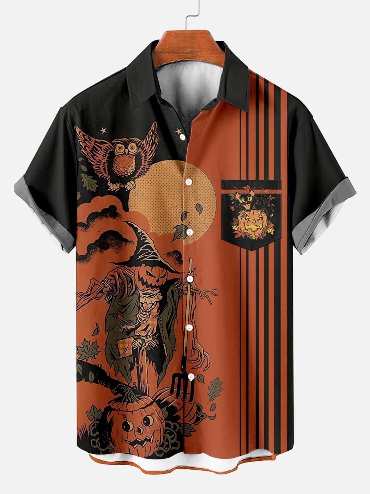 [Copy]Men's Vintage Witch Oil Painting Art Halloween Short Sleeve Shirt