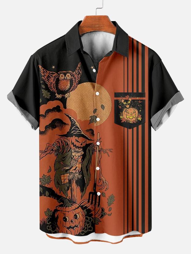 [Copy]Men's Vintage Witch Oil Painting Art Halloween Short Sleeve Shirt