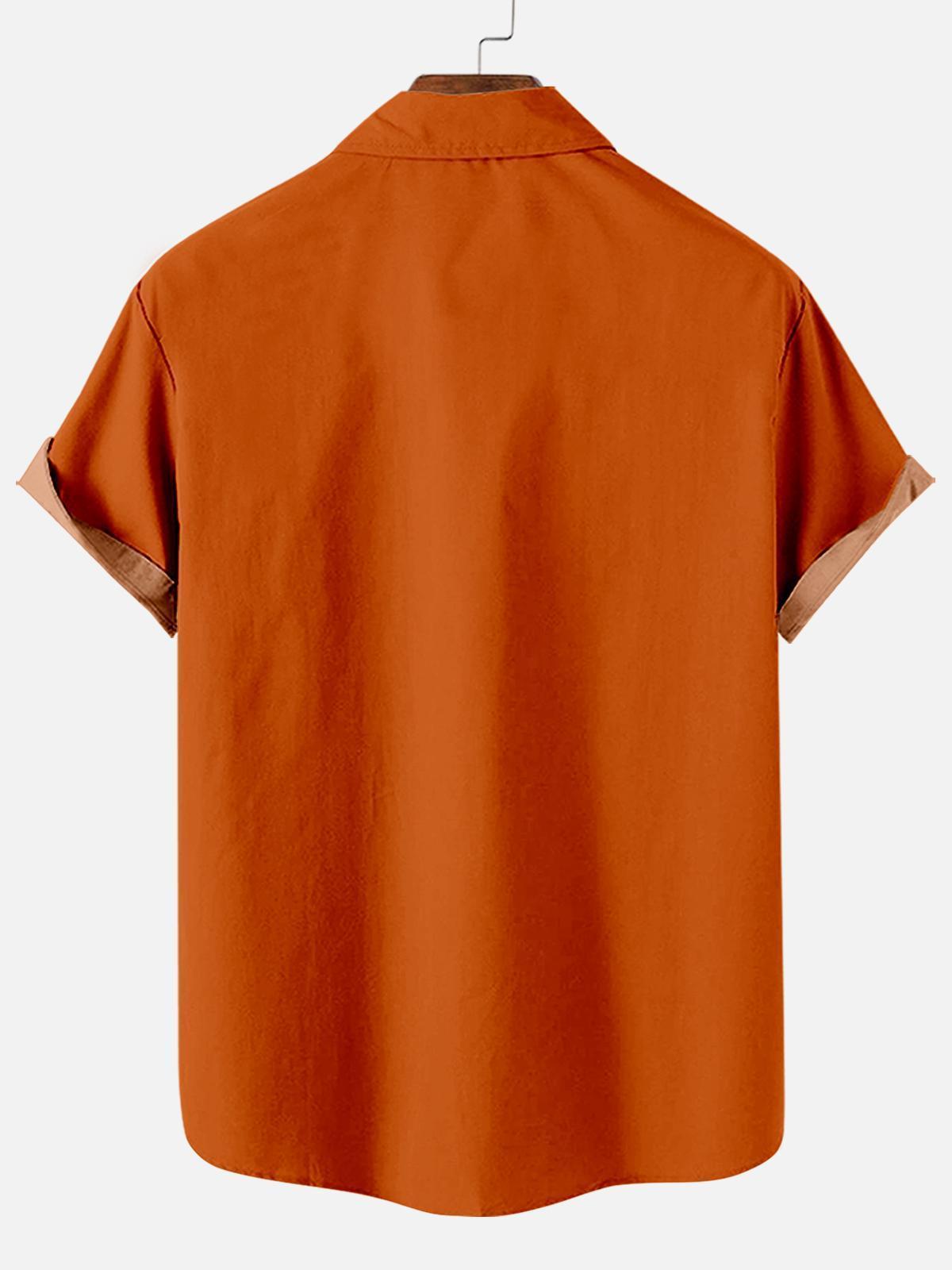 Men's Striped Halloween Pattern Short Sleeve Shirt