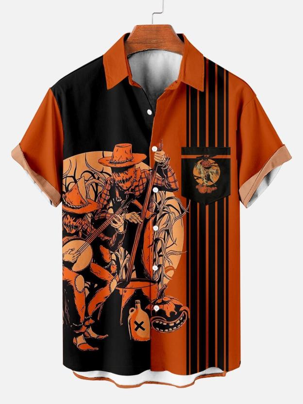 [Copy]Men's Vintage Witch Oil Painting Art Halloween Short Sleeve Shirt