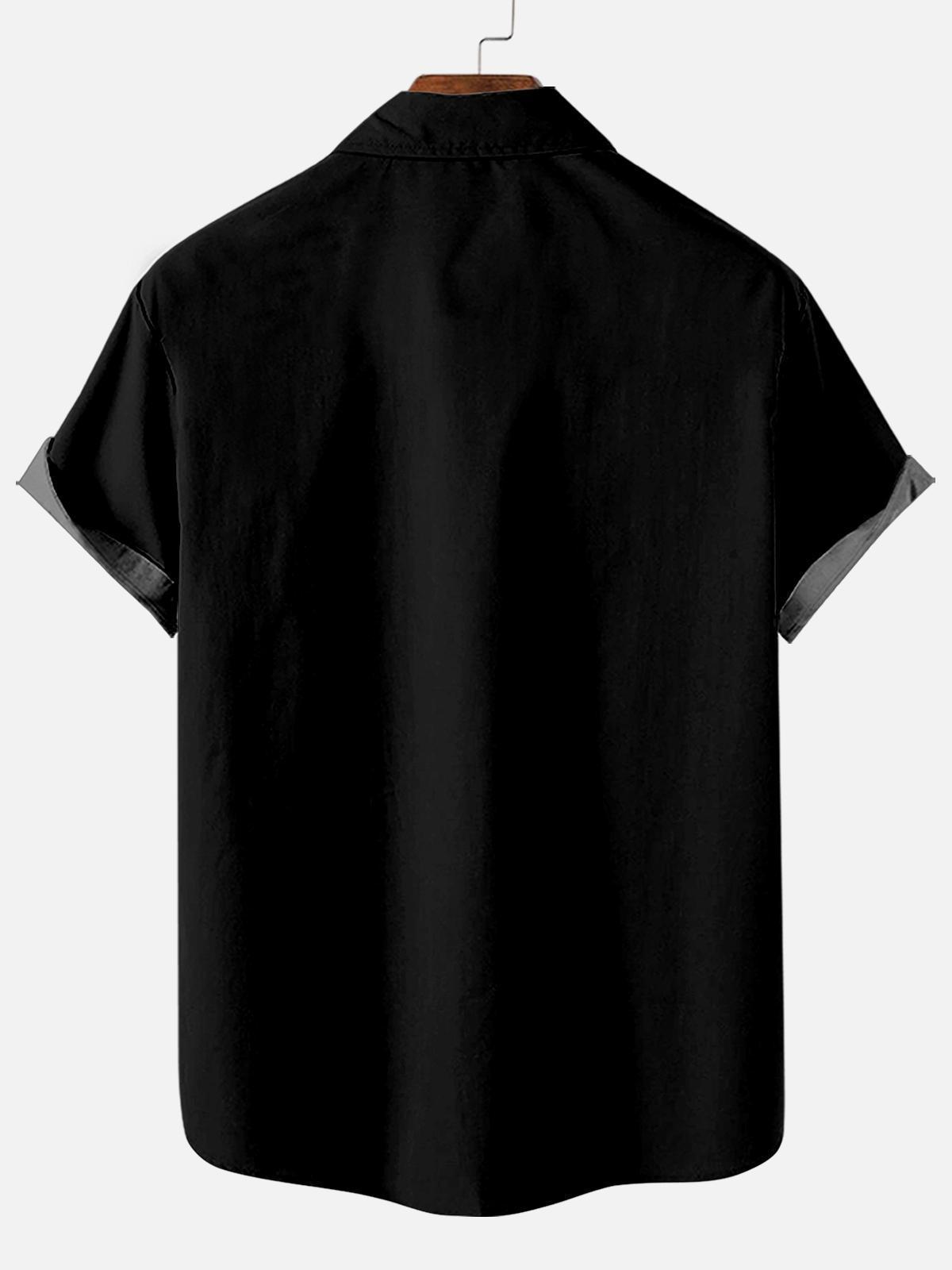 Men's Striped Halloween Pattern Short Sleeve Shirt