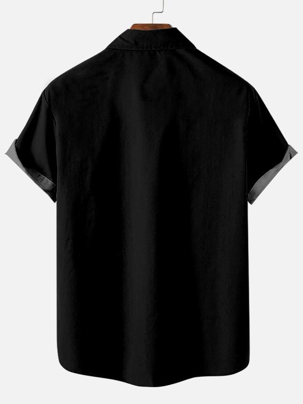 Men's Striped Halloween Pattern Short Sleeve Shirt