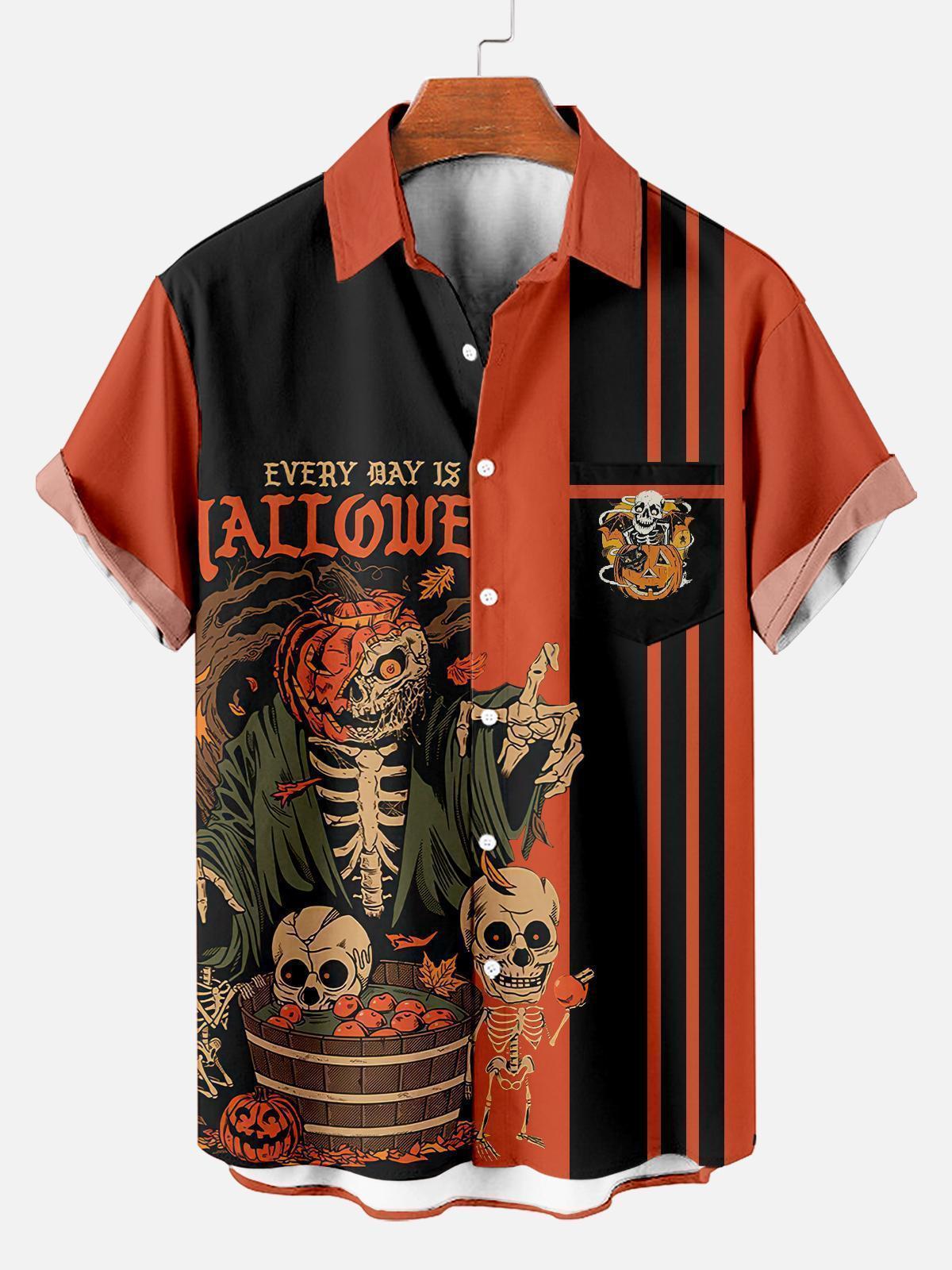 [Copy]Men's Vintage Witch Oil Painting Art Halloween Short Sleeve Shirt