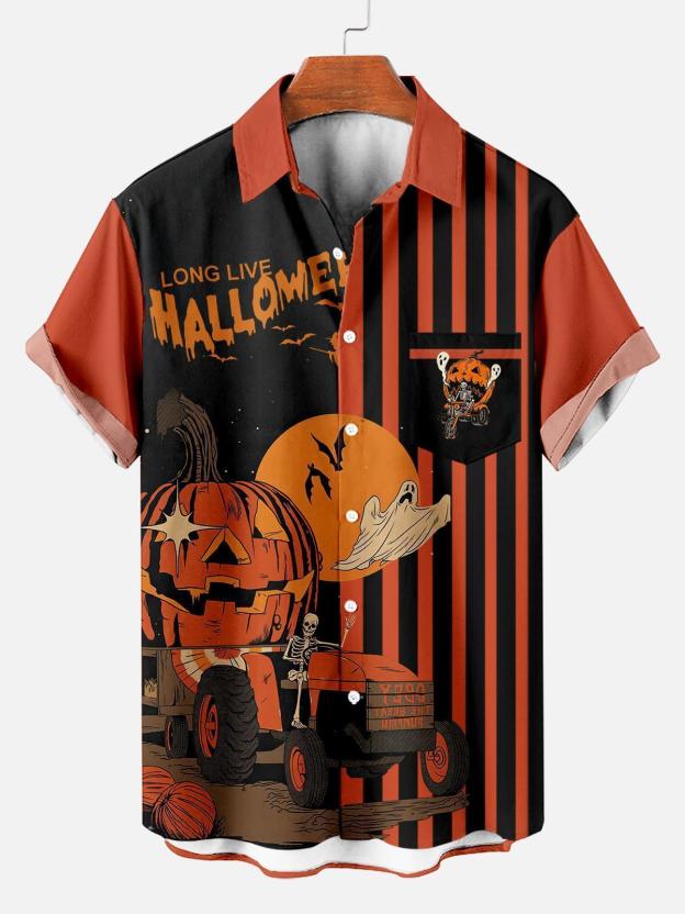 [Copy]Men's Vintage Witch Oil Painting Art Halloween Short Sleeve Shirt