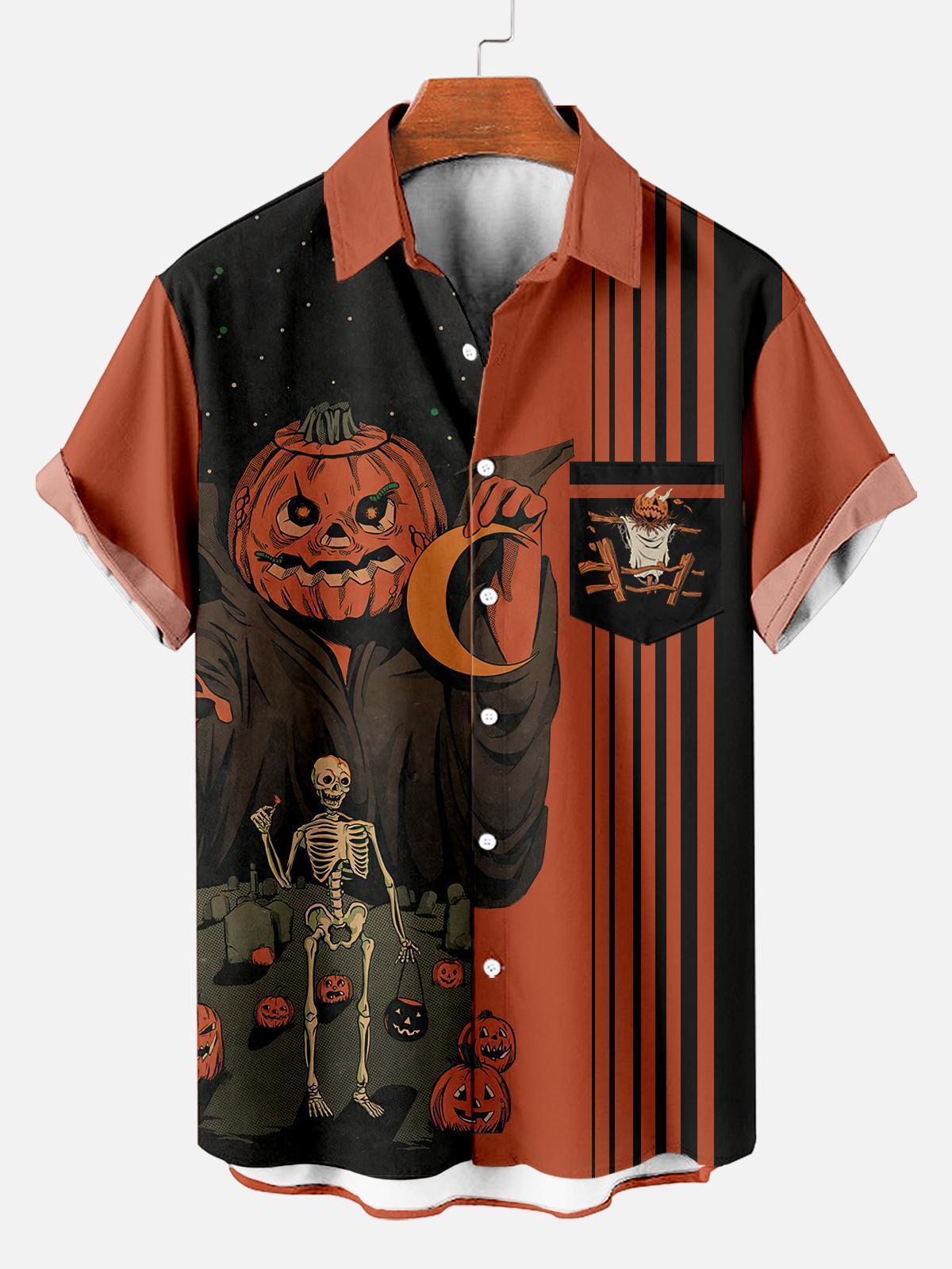 [Copy]Men's Vintage Witch Oil Painting Art Halloween Short Sleeve Shirt