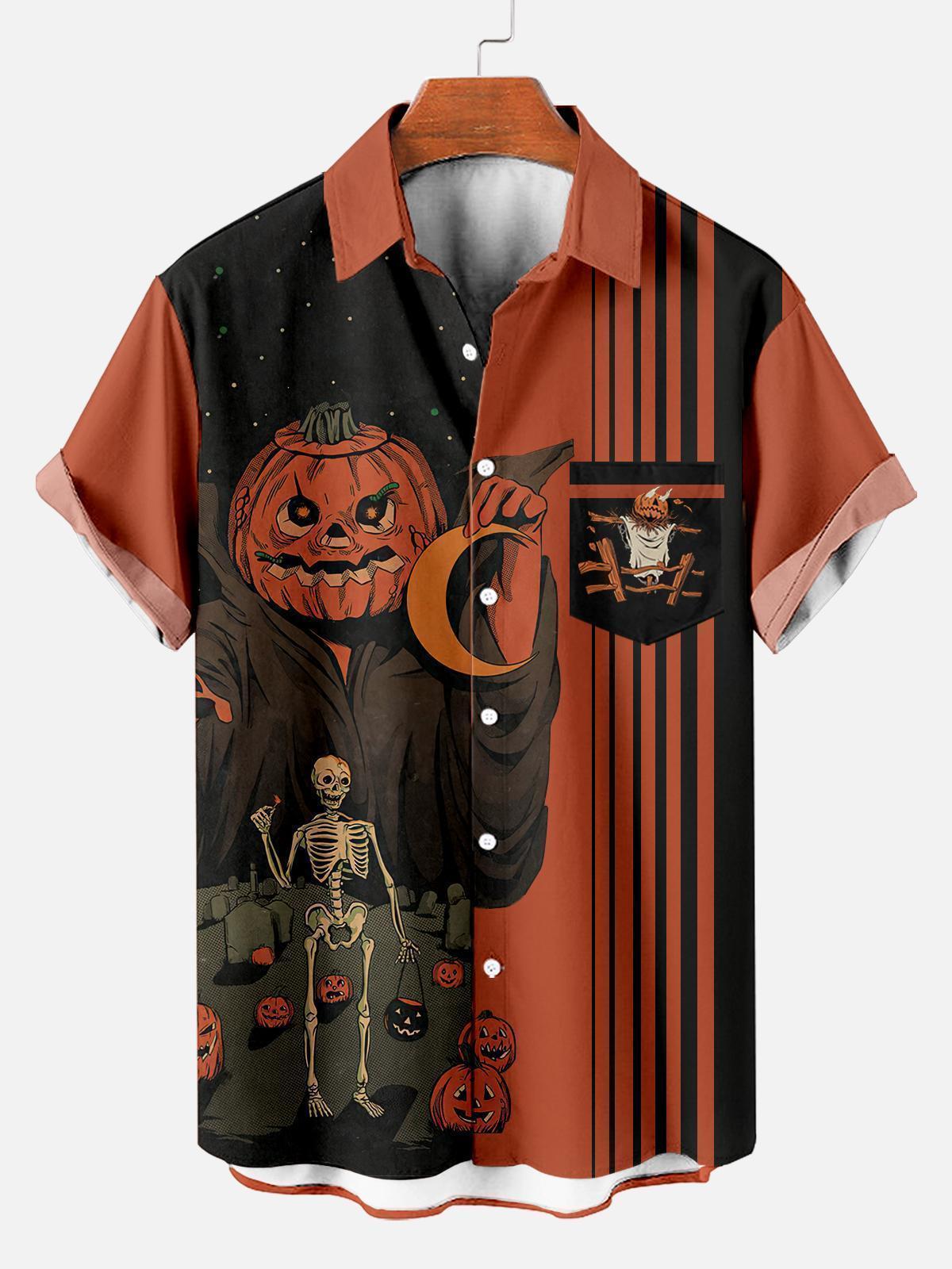 [Copy]Men's Vintage Witch Oil Painting Art Halloween Short Sleeve Shirt