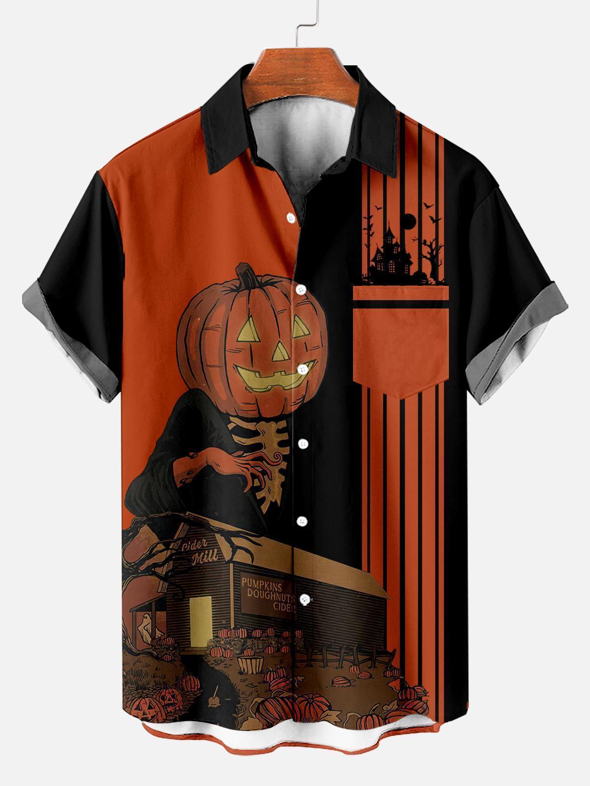 [Copy]Men's Vintage Witch Oil Painting Art Halloween Short Sleeve Shirt
