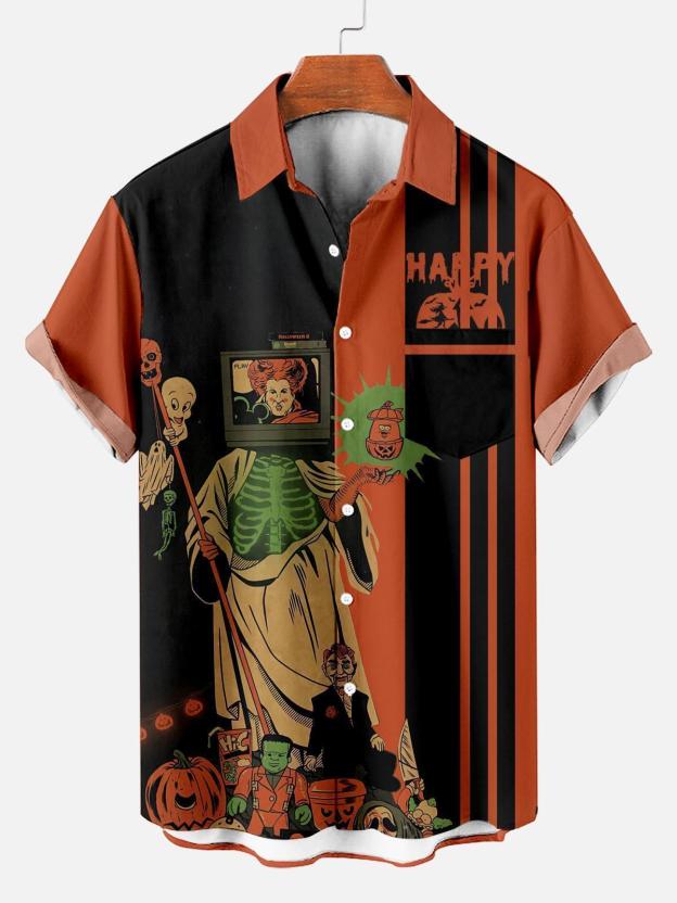 [Copy]Men's Vintage Witch Oil Painting Art Halloween Short Sleeve Shirt