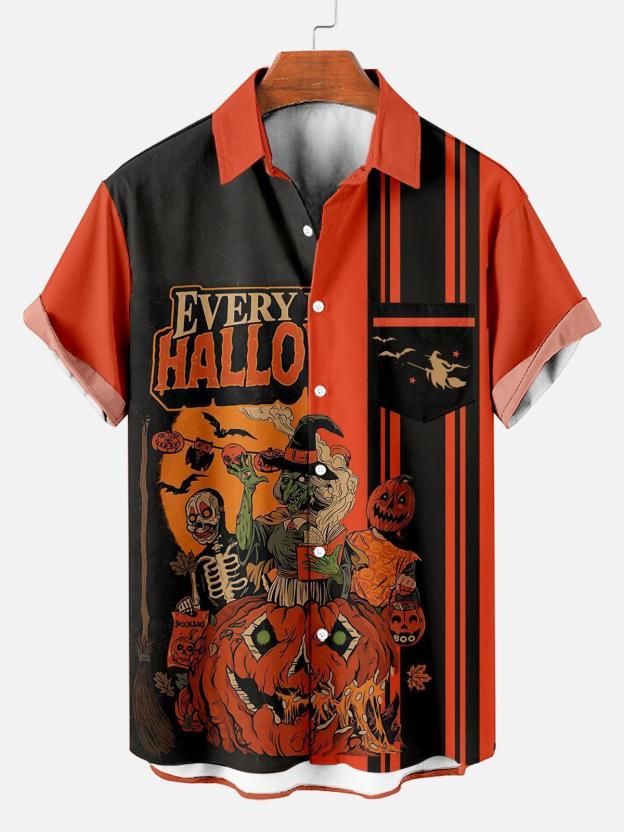 [Copy]Men's Vintage Witch Oil Painting Art Halloween Short Sleeve Shirt