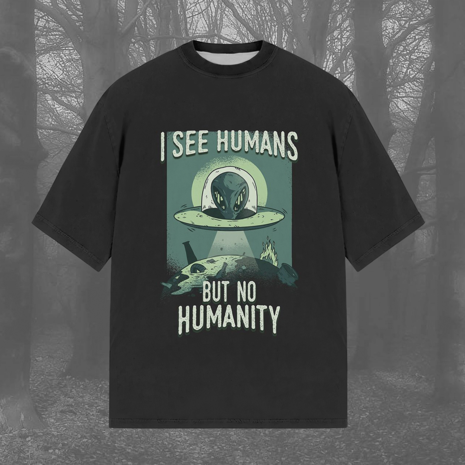 Seeing Humanity But Not Humanity Universal Casual Printed Crew Neck Short Sleeve