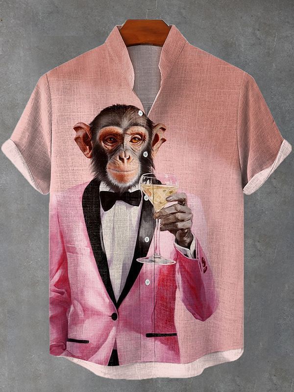 Stylish gorilla graphic print short sleeve shirt