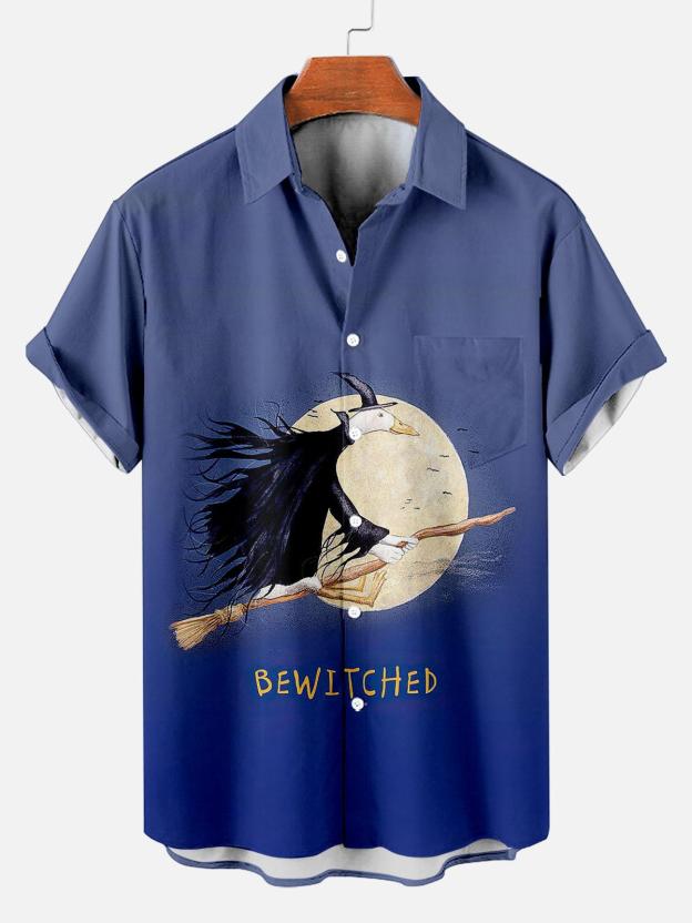 [Copy]Men's Vintage Witch Oil Painting Art Halloween Short Sleeve Shirt