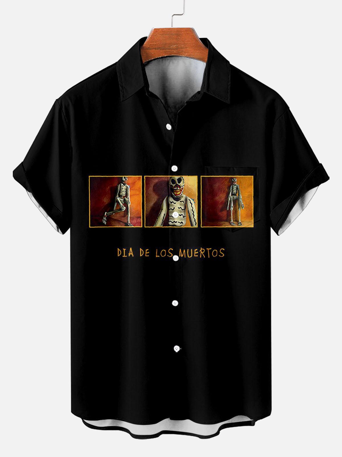 [Copy]Men's Vintage Witch Oil Painting Art Halloween Short Sleeve Shirt