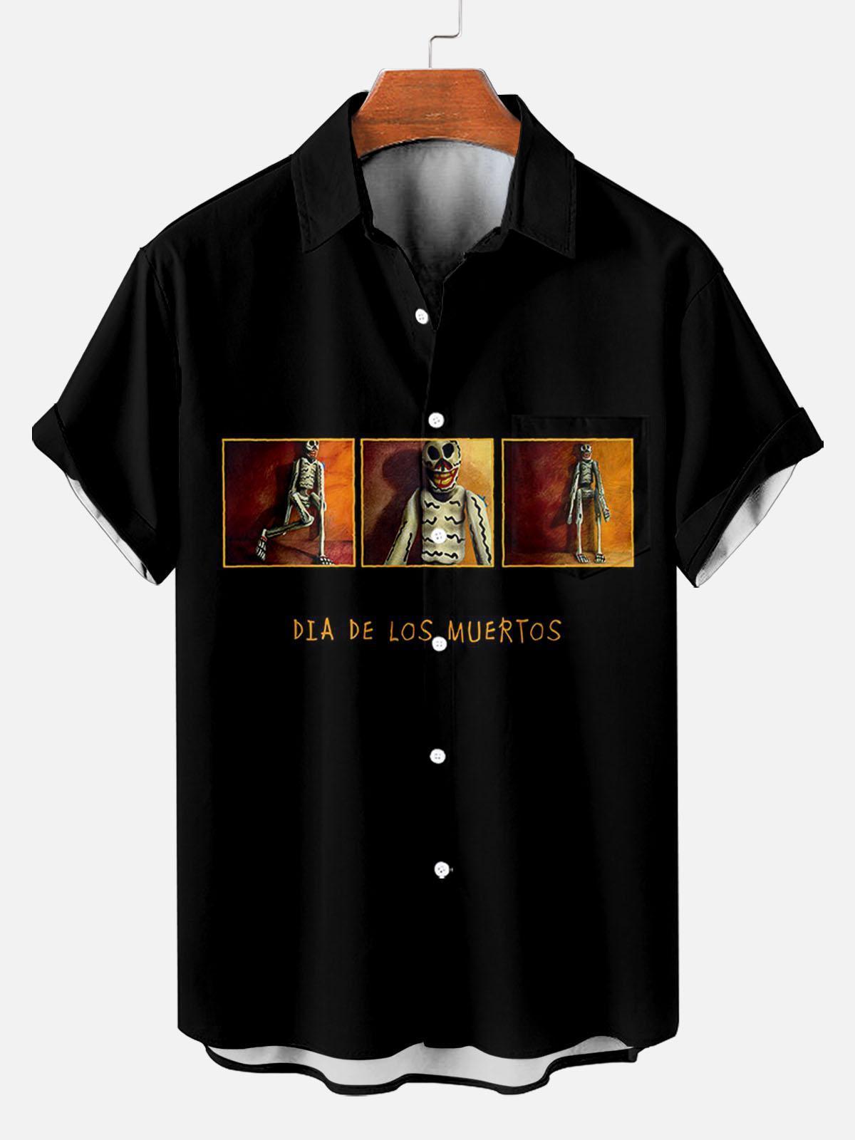 [Copy]Men's Vintage Witch Oil Painting Art Halloween Short Sleeve Shirt