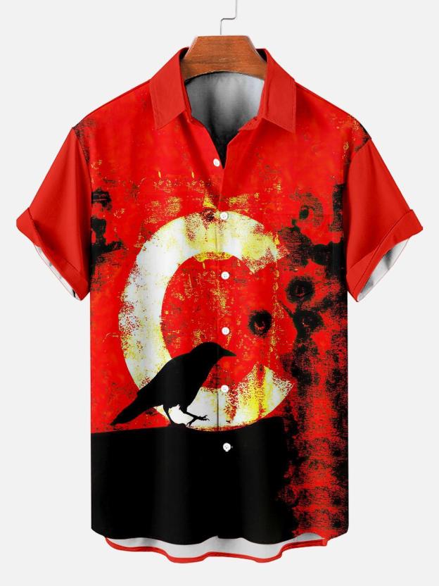 [Copy]Men's Vintage Witch Oil Painting Art Halloween Short Sleeve Shirt