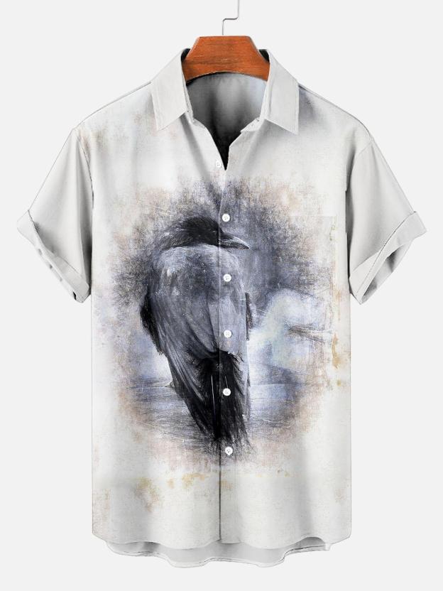 [Copy]Men's Vintage Witch Oil Painting Art Halloween Short Sleeve Shirt