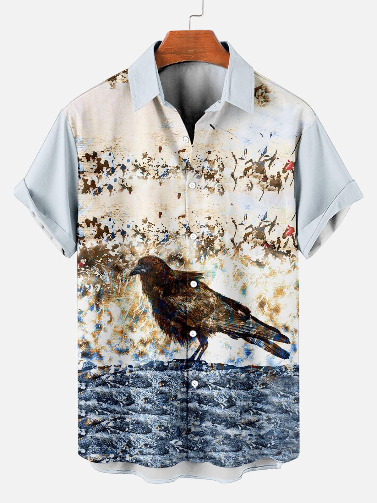 [Copy]Men's Vintage Witch Oil Painting Art Halloween Short Sleeve Shirt