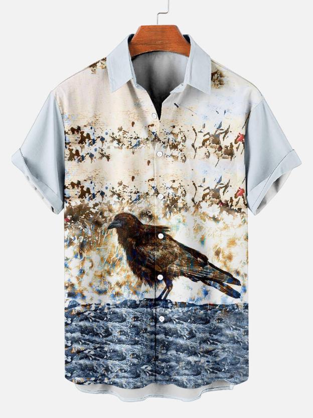 [Copy]Men's Vintage Witch Oil Painting Art Halloween Short Sleeve Shirt