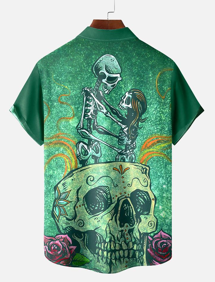 Day of the Dead Skull Comic Men's Short Sleeve Shirt